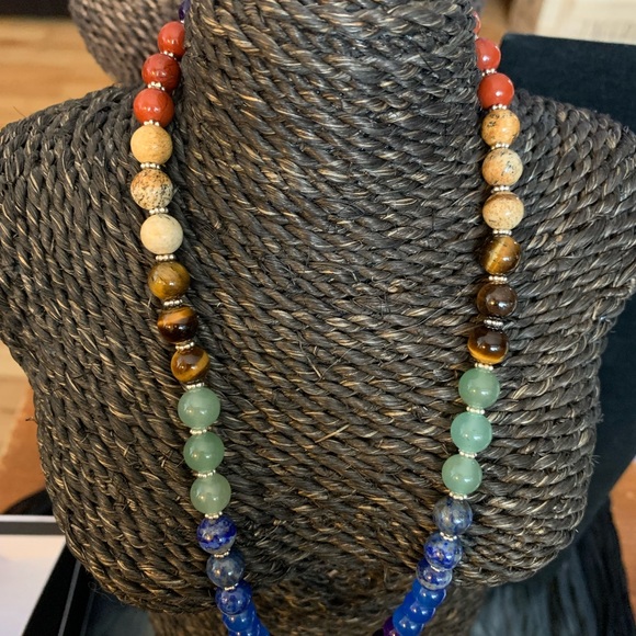 Sterling Silver SHIVAM genuine gemstone Chakra healing 18” necklace - Picture 2 of 9